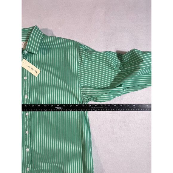 NWT T/S Green Poplin White Button Down Women Shirt Preppy $50 XS Francescas - Picture 7 of 8